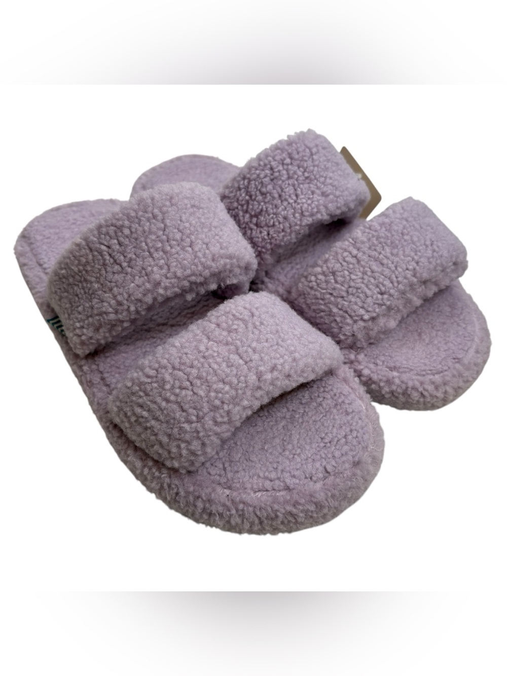 PAPER SOURCE Plush Double-Strap Slide Sandals - Lavender NWT $25